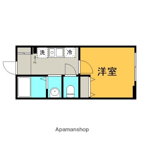 ラフォン一ノ割(1K/2階)の間取り写真