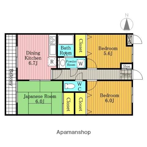 コモド大宮上小町第一(3DK/5階)の間取り写真