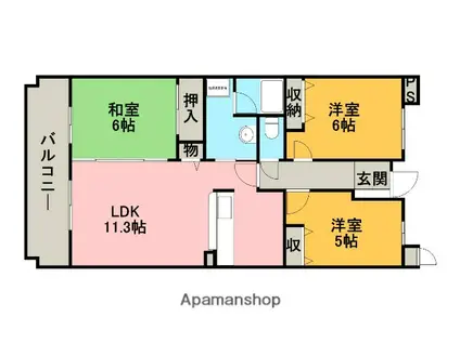 ディアレンス浦和(3LDK/1階)の間取り写真