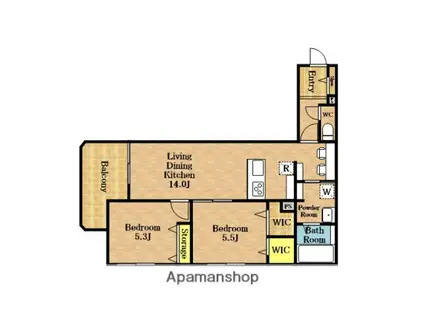 スクエアード上木崎(2LDK/2階)の間取り写真