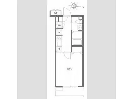 アリエさいたま新都心(1K/2階)の間取り写真