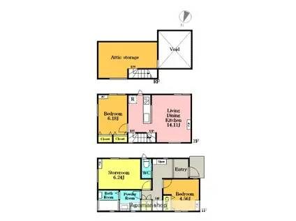 埼京線 南与野駅 徒歩15分 2階建 築1年(2SLDK)の間取り写真