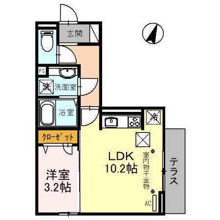 エーデル カーサ(1LDK/1階)の間取り写真
