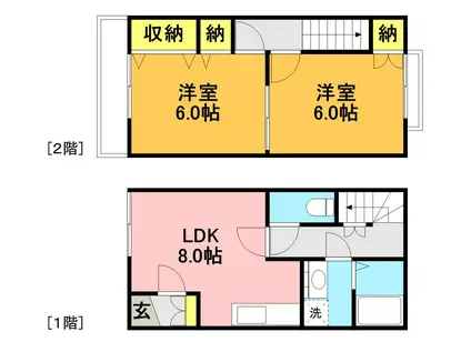 メゾネット・アミ(2LDK)の間取り写真