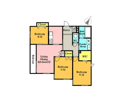 POLARIS新都心(3LDK/2階)の間取り写真