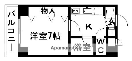 グリーンコート大門(1K/3階)の間取り写真