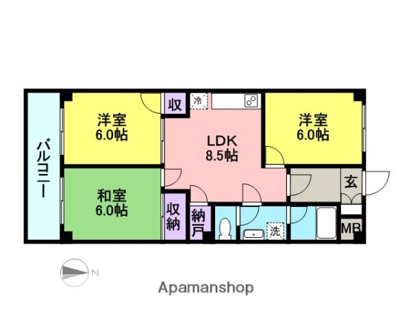 パールマンションⅡ(3LDK/3階)の間取り写真