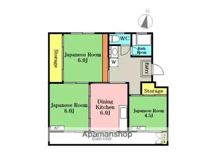 大宮指扇4号棟(3DK/5階)の間取り写真