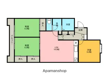 佐伯レジデンス(3LDK/2階)の間取り写真