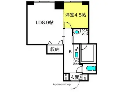 AXIS桜木町(1LDK/6階)の間取り写真