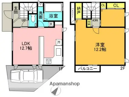 埼京線 大宮駅(埼玉) バス乗車時間:15分 佐知川原バス停で下車 徒歩3分 2階建 築21年(1SLDK)の間取り写真