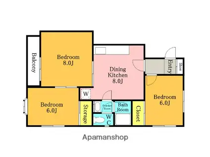 サニースクエア(3DK/2階)の間取り写真