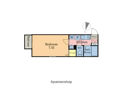 カルナ氷川(1K/1階)の間取り写真
