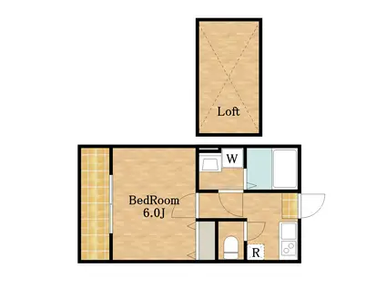KハウスR(1K/2階)の間取り写真
