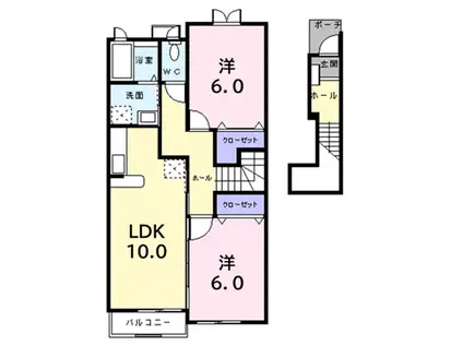 アルドーレ・カーサ(2LDK/2階)の間取り写真