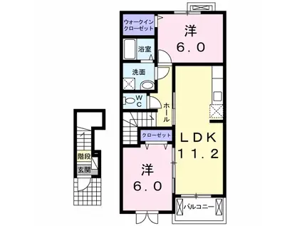アルカンシェルⅡ(2LDK/2階)の間取り写真