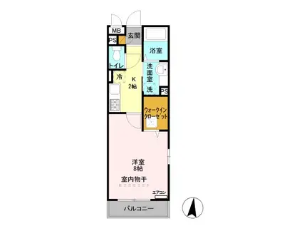 ヴィルクレールⅡ(1K/1階)の間取り写真