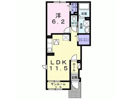 アルバヴィラ(1LDK/1階)の間取り写真