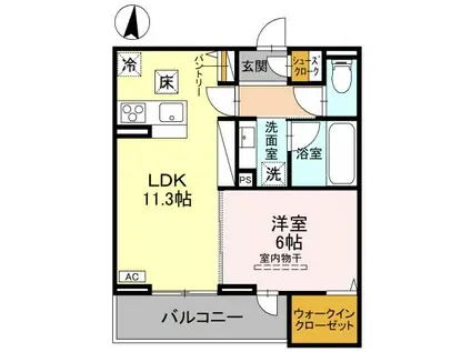 FORTUNA DUO(1LDK/1階)の間取り写真