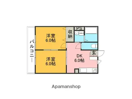 サバービアよの(2DK/2階)の間取り写真