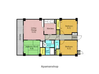 ローテンブルク(3LDK/3階)の間取り写真