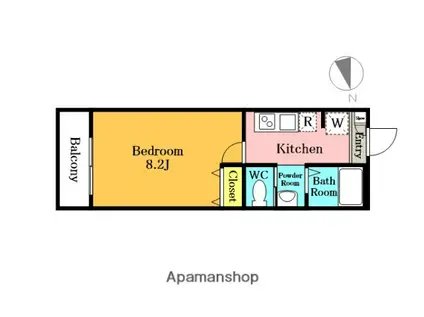 メゾンドール(1K/2階)の間取り写真