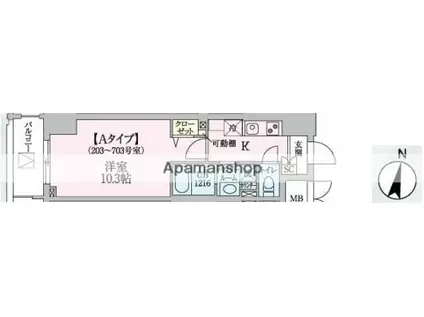 URBAN SKYLINE OMIYA(1K/4階)の間取り写真