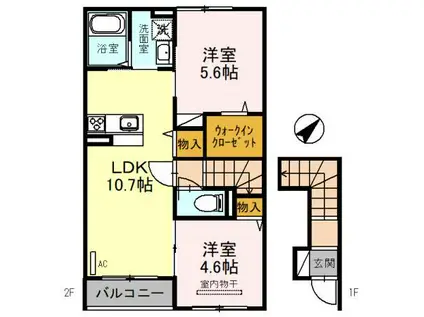 パークメゾン美幸町(2LDK/2階)の間取り写真