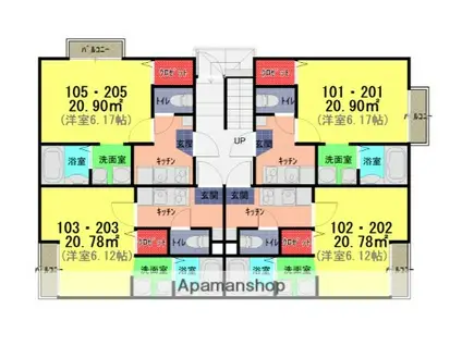 グランドール大和田(1K/1階)の間取り写真