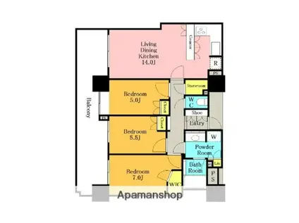 ライオンズマンションコスタ・タワー浦和(3LDK/22階)の間取り写真
