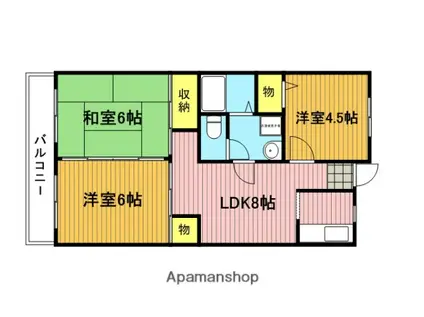 ノーブルクレイン(3DK/3階)の間取り写真