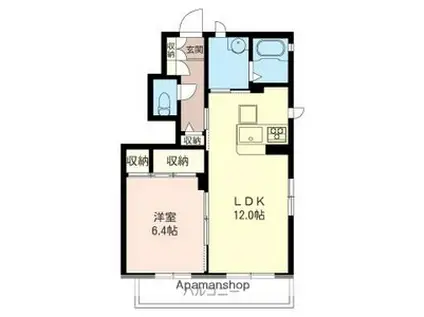 プリムヴェールⅦ(1LDK/1階)の間取り写真