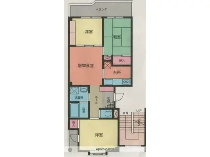 寺山ハイツ(3LDK/2階)の間取り写真