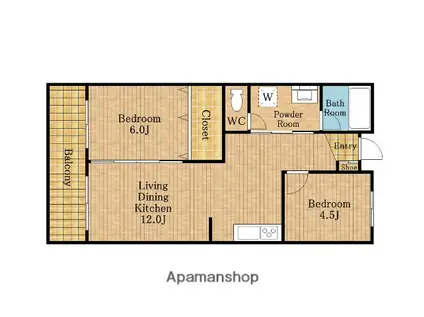 ヤマダマンション(2LDK/2階)の間取り写真