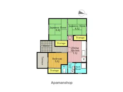 京浜東北・根岸線 浦和駅 バス乗車時間:12分 坊の在家バス停で下車 徒歩4分 1階建 築59年(3DK)の間取り写真