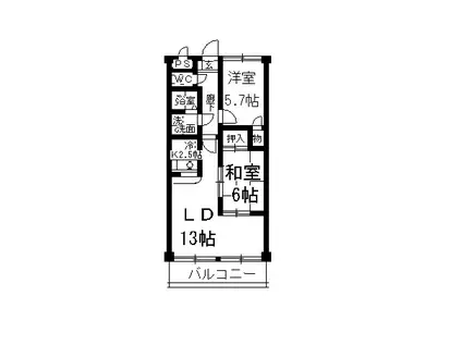 サンプレミール浦和(2LDK/2階)の間取り写真