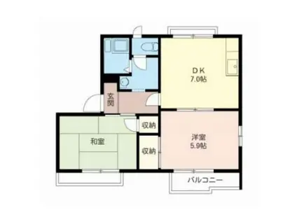 グリーンパレス松木A・B(2DK/2階)の間取り写真