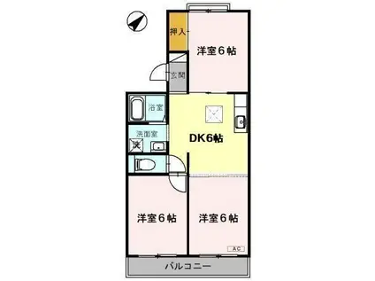 サンパークハイツ(2LDK/3階)の間取り写真