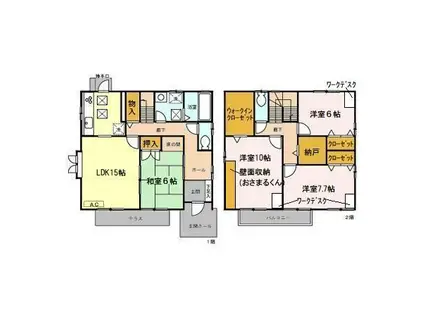 武蔵野線 東浦和駅 徒歩5分 2階建 築26年(4SLDK)の間取り写真