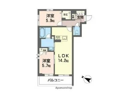 サン宮前(2LDK/4階)の間取り写真