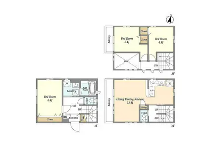 京浜東北・根岸線 浦和駅 徒歩16分 3階建 築1年(3LDK)の間取り写真