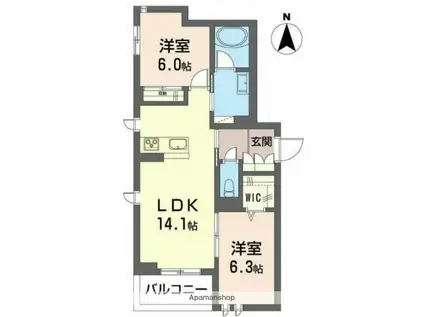 リリエート本太(2LDK/1階)の間取り写真