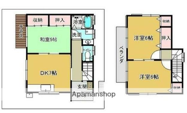 京浜東北・根岸線 浦和駅 バス乗車時間:30分 坊の在家バス停で下車 徒歩8分 2階建 築34年(3DK)の間取り写真