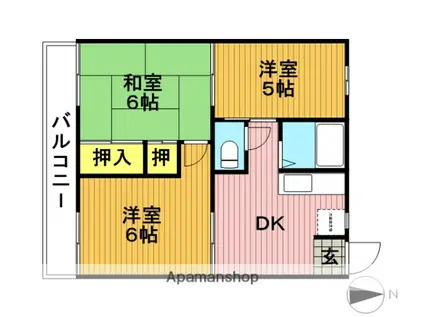 コーポナミキA(3DK/2階)の間取り写真