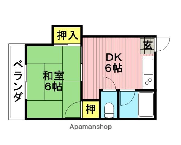 ハイツ神明台(1DK/2階)の間取り写真