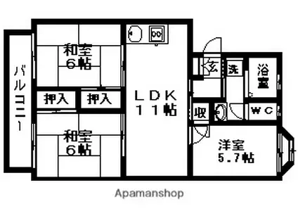 第3末広マンション(3LDK/3階)の間取り写真