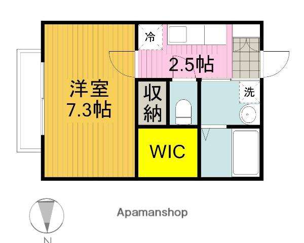 プリムローズ原山Ⅲ(1K/1階)の間取り写真