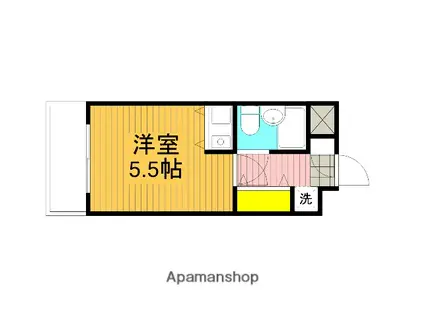 ソシアーレミラン武蔵浦和パートⅡ(ワンルーム/1階)の間取り写真