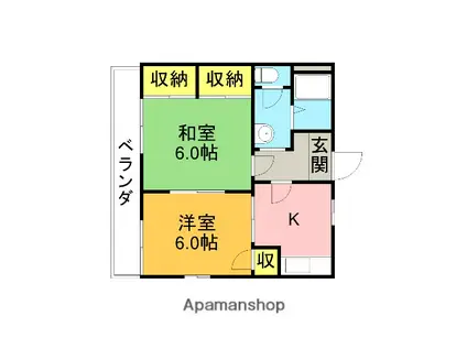 クリーンハイム西浦和(2K/2階)の間取り写真