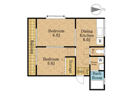 コリンヌ白幡A・B(2DK/1階)の間取り写真